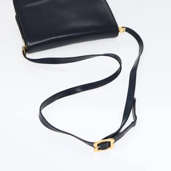 BALENCIAGA Shoulder Bag Leather Navy Gold Auth - Picture 7 of 16